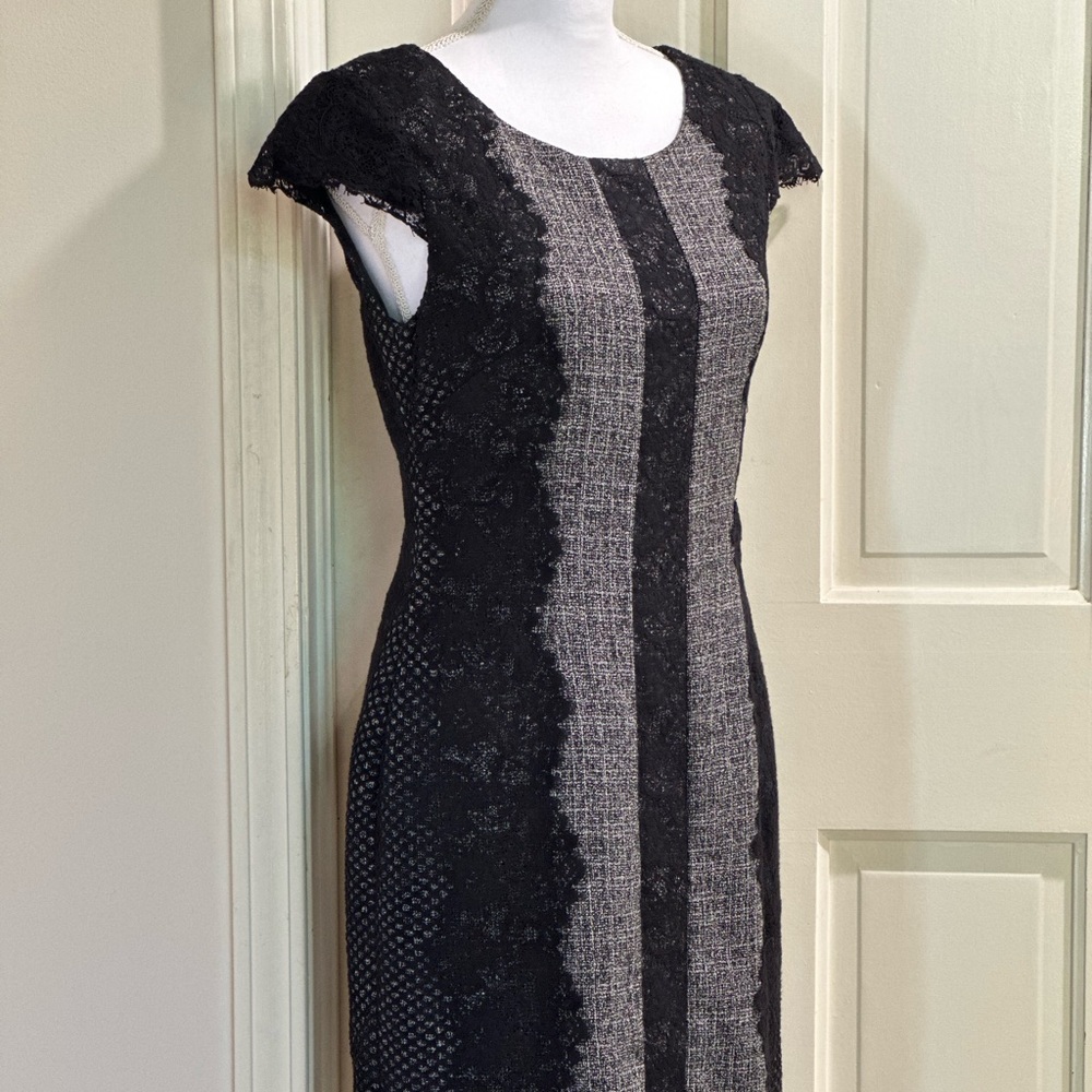Betsey Johnson black & grey lace dress. Fully lined.